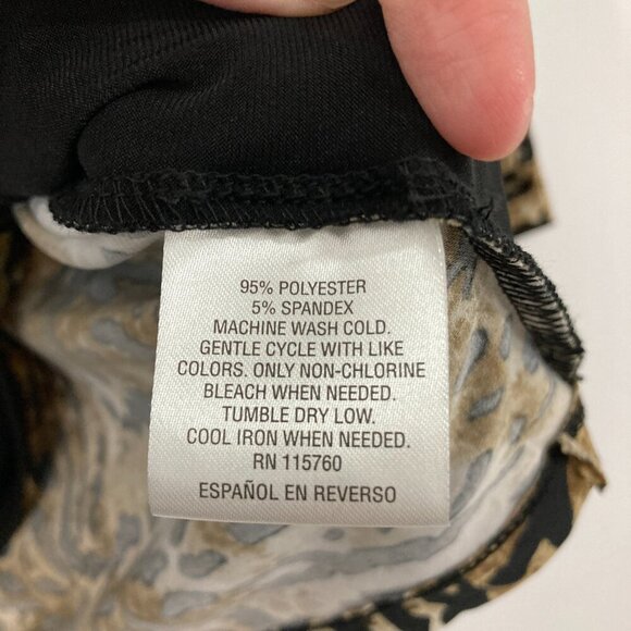 JM Collection size XL Leopard Print Houndstooth Stretch Layered 3/4 Sleeve Top - Picture 7 of 9